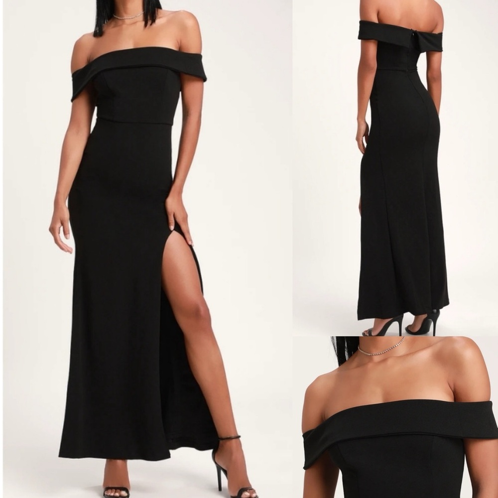 Lulus Black Aveline Black Off the Shoulder Maxi Dress NWT | Small